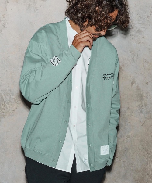 seventy seven(セブンティセブン)の「mcg3718-middle onz jersey cardigan(77flower logo) カーディガン(7725W220)(カーディガン/ボレロ・メンズ・ネイビー/ブラック/グリーン系その他・XL/L/M)」の4枚目の写真
