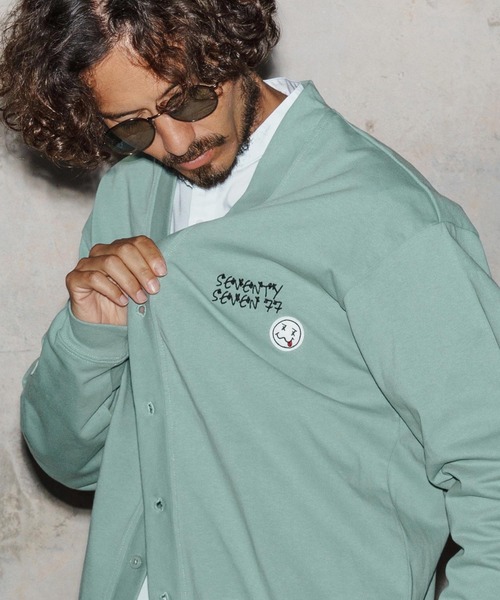 seventy seven(セブンティセブン)の「mcg3718-middle onz jersey cardigan(77flower logo) カーディガン(7725W220)(カーディガン/ボレロ・メンズ・ネイビー/ブラック/グリーン系その他・XL/L/M)」の5枚目の写真