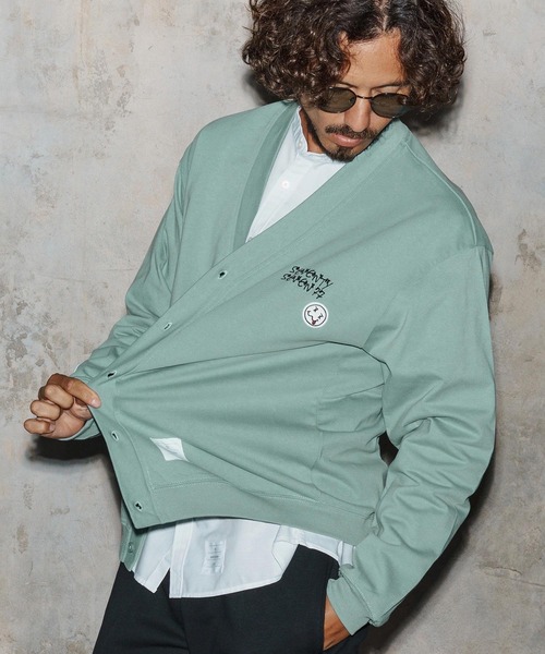seventy seven(セブンティセブン)の「mcg3718-middle onz jersey cardigan(77flower logo) カーディガン(7725W220)(カーディガン/ボレロ・メンズ・ネイビー/ブラック/グリーン系その他・XL/L/M)」の6枚目の写真