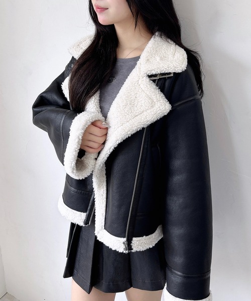 INGNI（イング）の「クロップド丈フライトジャケット（ムートンコート・レディース・ブラック系その他2/アイボリー/ブラウン系3・M）」の19枚目の写真