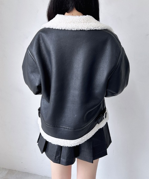 INGNI（イング）の「クロップド丈フライトジャケット（ムートンコート・レディース・ブラック系その他2/アイボリー/ブラウン系3・M）」の16枚目の写真