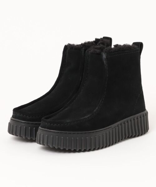 Clarks(クラークス)の「Clarks クラークス TORHILL COZY レディース ショートブーツ【あったかボアライナー】厚底(トーヒルコージー) 26182910 ブラックウォームラインドスエード(ブーツ・レディース・ブラック・22.5cm/23.0cm/23.5cm/24.0cm)」の1枚目の写真