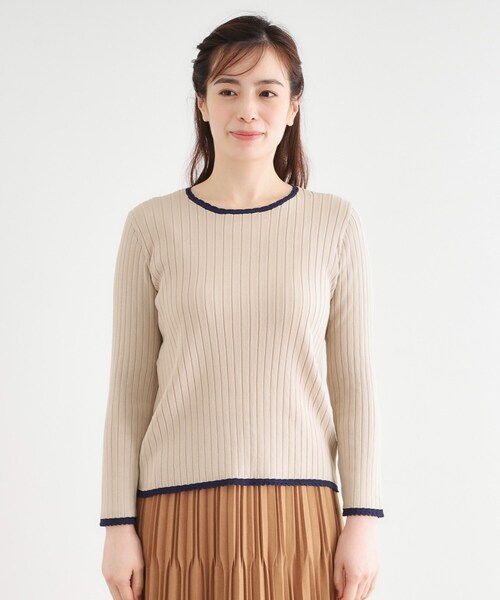 LAURA ASHLEY(ローラアシュレイ)の「【洗える/ハイゲージ/配色デザイン】プルオーバーニット(ニット/セーター・レディース・ブラウン系その他2/ネイビー・38/40)」の11枚目の写真