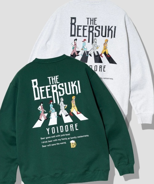 go slow caravan(ゴースローキャラバン)の「YOIDORE/酔いどれ BEER SUKI クルーネックスウェット(スウェット・メンズ・ライトグレー/グリーン・MEDIUM/LARGE/X-LARGE)」の14枚目の写真