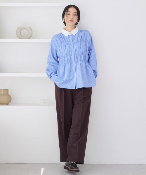 VIS（ビス）の「シャーリングデザインシャツ（シャツ/ブラウス・レディース・ベージュ系その他/ブルー系その他/ブルー系その他4/ピンク系その他2・FREE）」の7枚目の写真