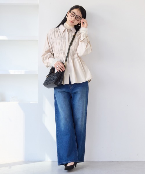 VIS（ビス）の「シャーリングデザインシャツ（シャツ/ブラウス・レディース・ベージュ系その他/ブルー系その他/ブルー系その他4/ピンク系その他2・FREE）」の10枚目の写真