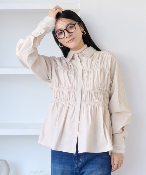 VIS（ビス）の「シャーリングデザインシャツ（シャツ/ブラウス・レディース・ベージュ系その他/ブルー系その他/ブルー系その他4/ピンク系その他2・FREE）」の11枚目の写真