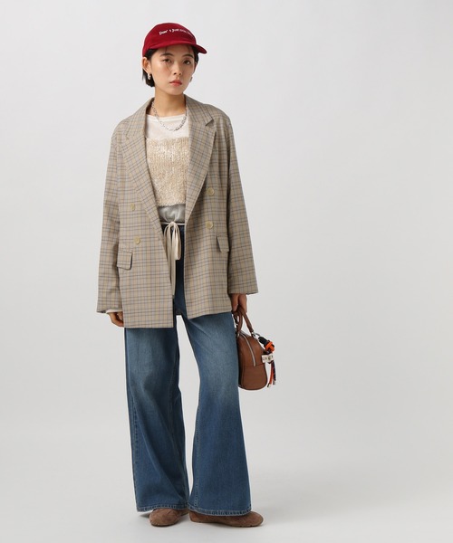 BAYFLOW（ベイフロー）の「[シャツ感覚で羽織れる]チェックテーラードジャケット（テーラードジャケット・レディース・ベージュ/チャコール・SMALL/MEDIUM）」の13枚目の写真