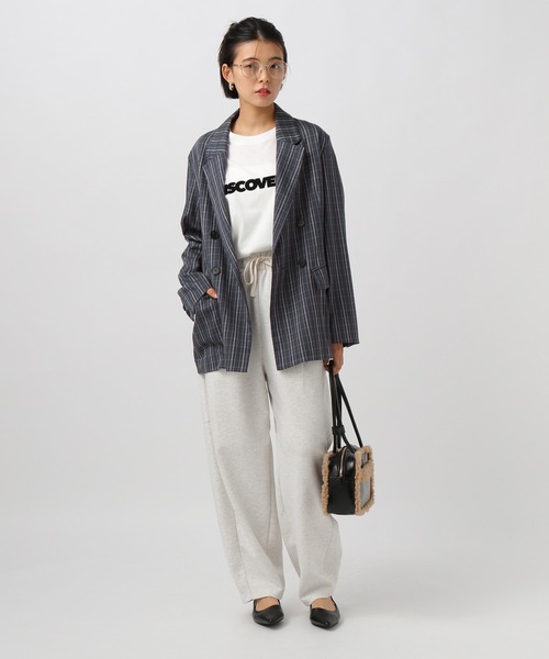 BAYFLOW（ベイフロー）の「[シャツ感覚で羽織れる]チェックテーラードジャケット（テーラードジャケット・レディース・ベージュ/チャコール・SMALL/MEDIUM）」の3枚目の写真