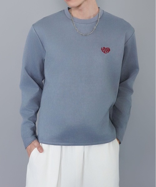 SPINNS（スピンズ）の「短丈フェイクスエードワンポイントスウェット/ワンポイントハート/ショート丈（スウェット・メンズ・ブルー/チャコール/アイボリー・ONESIZE）」の11枚目の写真