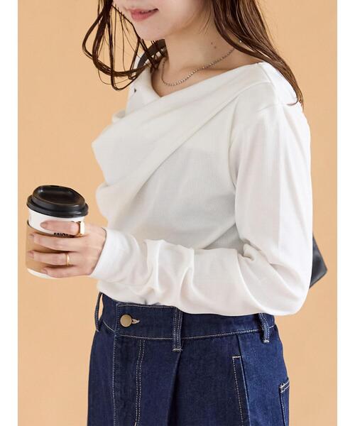 ehka sopo（エヘカソポ）の「ドレープカットソー（Tシャツ/カットソー・レディース・オフホワイト/カーキ/ブラック・F）」の7枚目の写真