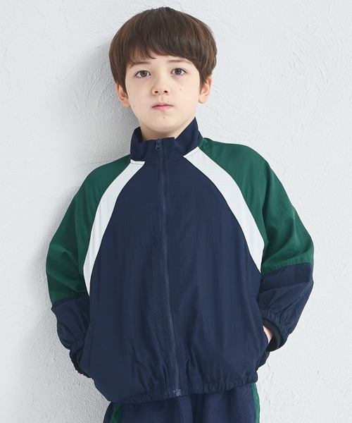 pairmanon（ペアマノン）の「【セットアップ着用可能】ユニセックス 配色切り替え ナイロンブルゾン（ナイロンジャケット・キッズ・ブラウン/ネイビー/ベージュ・110/90/150/100/130/140/120）」の3枚目の写真