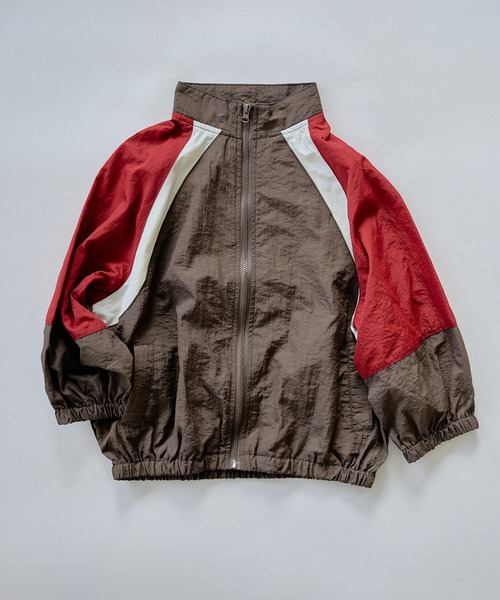 pairmanon（ペアマノン）の「【セットアップ着用可能】ユニセックス 配色切り替え ナイロンブルゾン（ナイロンジャケット・キッズ・ブラウン/ネイビー/ベージュ・110/90/150/100/130/140/120）」の14枚目の写真