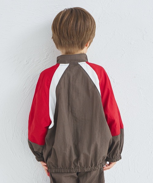 pairmanon（ペアマノン）の「【セットアップ着用可能】ユニセックス 配色切り替え ナイロンブルゾン（ナイロンジャケット・キッズ・ブラウン/ネイビー/ベージュ・110/90/150/100/130/140/120）」の5枚目の写真