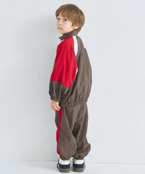 pairmanon（ペアマノン）の「【セットアップ着用可能】ユニセックス 配色切り替え ナイロンブルゾン（ナイロンジャケット・キッズ・ブラウン/ネイビー/ベージュ・110/90/150/100/130/140/120）」の6枚目の写真