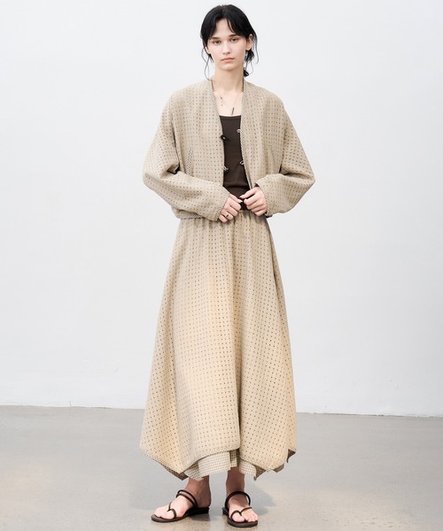 tageechita(タジチタ)の「【tageechita】カットアウトレイヤードハイウエストAラインミディ丈フレアスカート(スカート・レディース・ブラウン/ベージュ/グレイッシュベージュ・S/M/L)」の10枚目の写真