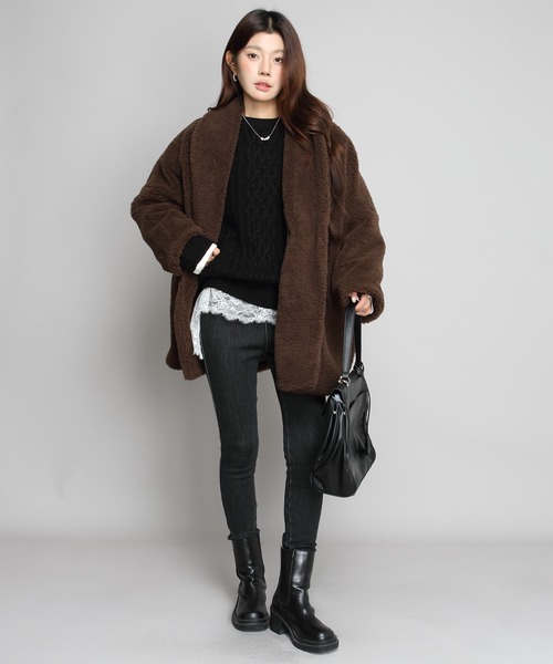 No.617 テディベア　グレージュ×スタイ×パンツ 30%OFF【CAMBIO(カンビオ)】Pigment Dyed Back Brashed Sweat Pants