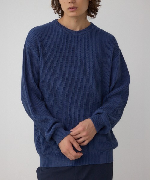AZUL by moussy（アズールバイマウジー）の「シャドウスプレーリブニット（ニット/セーター・メンズ・ブラック/ベージュ/ネイビー・MEDIUM/LARGE）」の3枚目の写真