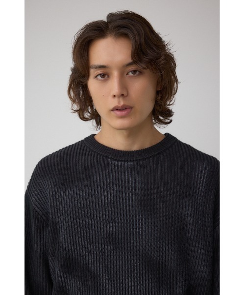 AZUL by moussy（アズールバイマウジー）の「シャドウスプレーリブニット（ニット/セーター・メンズ・ブラック/ベージュ/ネイビー・MEDIUM/LARGE）」の4枚目の写真