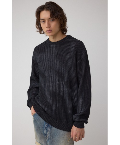 AZUL by moussy（アズールバイマウジー）の「シャドウスプレーリブニット（ニット/セーター・メンズ・ブラック/ベージュ/ネイビー・MEDIUM/LARGE）」の5枚目の写真