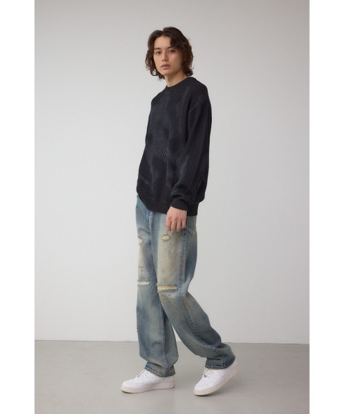 AZUL by moussy（アズールバイマウジー）の「シャドウスプレーリブニット（ニット/セーター・メンズ・ブラック/ベージュ/ネイビー・MEDIUM/LARGE）」の6枚目の写真