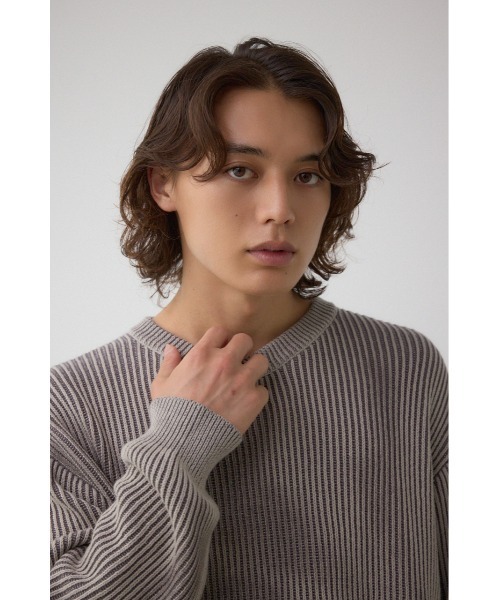 AZUL by moussy（アズールバイマウジー）の「シャドウスプレーリブニット（ニット/セーター・メンズ・ブラック/ベージュ/ネイビー・MEDIUM/LARGE）」の17枚目の写真