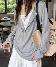 SPIGA | ﾚｲﾔｰﾄﾞ風ﾍﾝﾘｰﾈｯｸﾛﾝT(Tシャツ/カットソー)