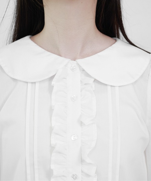 apres jour mignon(アプレジュールミニョン)の「【apresjour mignon soie】frill pin tuck blouse/フリルピンタックブラウス(シャツ/ブラウス・レディース・ネイビー/オフホワイト・フリー/LARGE)」の14枚目の写真