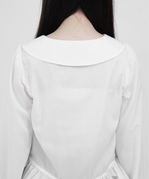 apres jour mignon(アプレジュールミニョン)の「【apresjour mignon soie】frill pin tuck blouse/フリルピンタックブラウス(シャツ/ブラウス・レディース・ネイビー/オフホワイト・フリー/LARGE)」の15枚目の写真