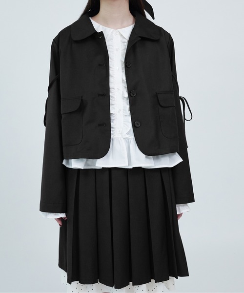 apres jour mignon(アプレジュールミニョン)の「【apresjour mignon soie】frill pin tuck blouse/フリルピンタックブラウス(シャツ/ブラウス・レディース・ネイビー/オフホワイト・フリー/LARGE)」の6枚目の写真
