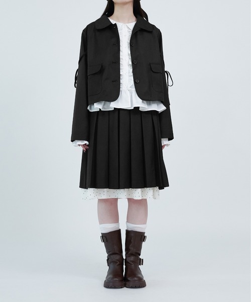 apres jour mignon(アプレジュールミニョン)の「【apresjour mignon soie】frill pin tuck blouse/フリルピンタックブラウス(シャツ/ブラウス・レディース・ネイビー/オフホワイト・フリー/LARGE)」の7枚目の写真