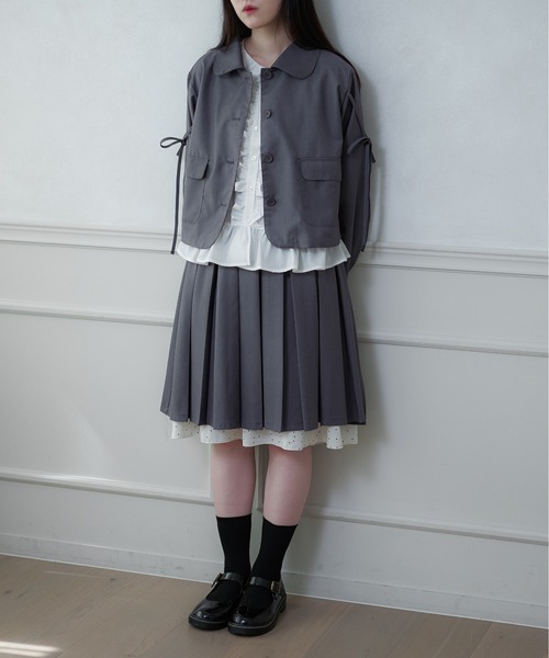 apres jour mignon(アプレジュールミニョン)の「【apresjour mignon soie】frill pin tuck blouse/フリルピンタックブラウス(シャツ/ブラウス・レディース・ネイビー/オフホワイト・フリー/LARGE)」の8枚目の写真