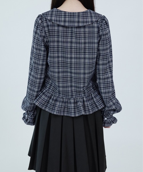 apres jour mignon(アプレジュールミニョン)の「【apresjour mignon soie】frill pin tuck blouse/フリルピンタックブラウス(シャツ/ブラウス・レディース・ネイビー/オフホワイト・フリー/LARGE)」の19枚目の写真
