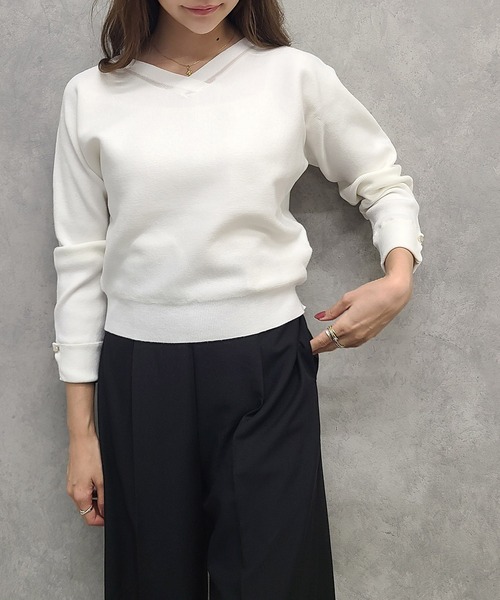 12Twelve Agenda(トゥエルブ アジェンダ)の「前後2wayシアーラメネックドルマンニットプルオーバー(ニット/セーター・レディース・オフホワイト/ブラック/ブルー・M)」の12枚目の写真
