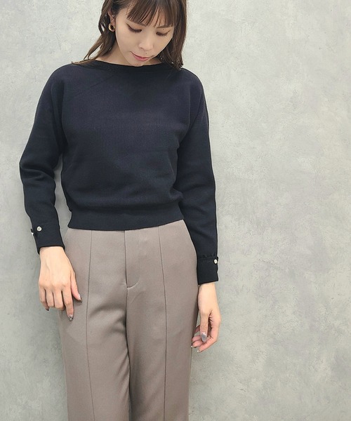 12Twelve Agenda(トゥエルブ アジェンダ)の「前後2wayシアーラメネックドルマンニットプルオーバー(ニット/セーター・レディース・オフホワイト/ブラック/ブルー・M)」の18枚目の写真