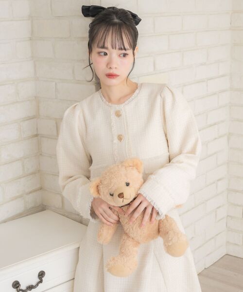 セール】【セットアップ対応】プレート付ラメツイードJK（ノーカラー