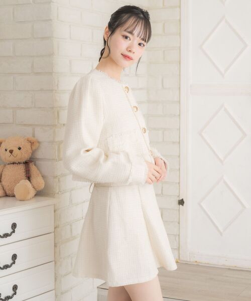 ⭐美品⭐PEARLYGATES⭐フード付きジャケット⭐白⭐M⭐ セール】【セットアップ対応】プレート付ラメツイードJK（ノー