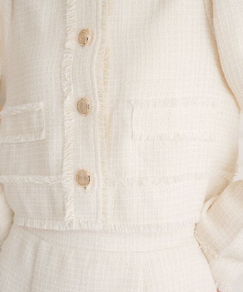 ems excite（エムズエキサイト）の「【セットアップ対応】プレート付ラメツイードJK（ノーカラージャケット・レディース・ベージュ/ナチュラル/ブラック・FREE）」の8枚目の写真