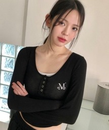 【日本未発売/WEB限定】MUCENT(ムセント)/Uネック 裾ラウンド スナップボタン カットソー/HARING SIGNATURE LOGO SNAP BUTTON U NECK T