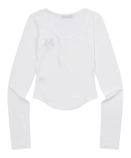 MUCENT(ムセント)の「【日本未発売/WEB限定】MUCENT(ムセント)/Uネック 裾ラウンド スナップボタン カットソー/HARING SIGNATURE LOGO SNAP BUTTON U NECK T(Tシャツ/カットソー・レディース・グレー/チャコールグレー/ブラック/ベージュ/ホワイト・FREE)」の22枚目の写真