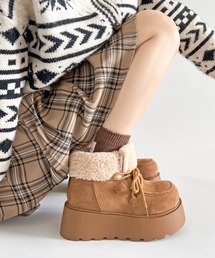 Shoes in Closet(シューズインクローゼット)の【初回予約完売カラー受付開始】厚底 プラットフォーム レースアップ ボア ムートン ブーツ 840(ブーツ)