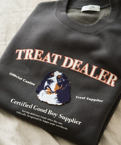 セール】限定展開 タフト刺繍 dog ＆ cat スウェット プルオーバー