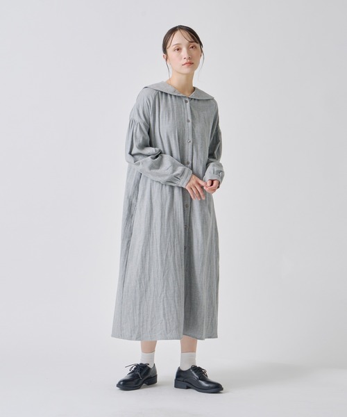 Kelen(ケレン)の「「KELEN / ケレン」セーラーカラーコットンワンピース(ワンピース・レディース・ライトベージュ/ブルー/チャコールグレー/ライトグレー・S/M)」の3枚目の写真