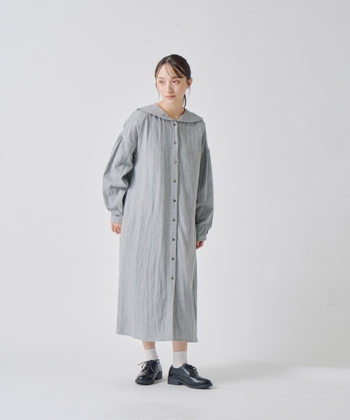 Kelen(ケレン)の「「KELEN / ケレン」セーラーカラーコットンワンピース(ワンピース・レディース・ライトベージュ/ブルー/チャコールグレー/ライトグレー・S/M)」の5枚目の写真