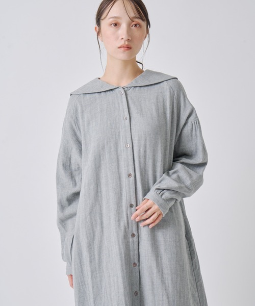 Kelen(ケレン)の「「KELEN / ケレン」セーラーカラーコットンワンピース(ワンピース・レディース・ライトベージュ/ブルー/チャコールグレー/ライトグレー・S/M)」の6枚目の写真