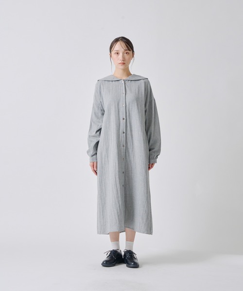 Kelen(ケレン)の「「KELEN / ケレン」セーラーカラーコットンワンピース(ワンピース・レディース・ライトベージュ/ブルー/チャコールグレー/ライトグレー・S/M)」の15枚目の写真