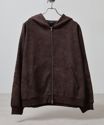 袖バラ刺繍ポンチ ダブルZIPパーカー