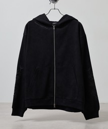 袖バラ刺繍ポンチ ダブルZIPパーカー