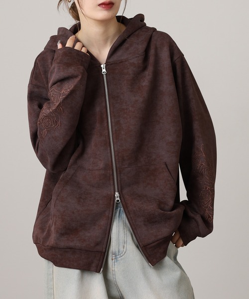 FUNALIVE(ファンアライブ)の「袖バラ刺繍ポンチ ダブルZIPパーカー(パーカー・メンズ・ブラウン/ブラック/ワイン・L/M)」の21枚目の写真