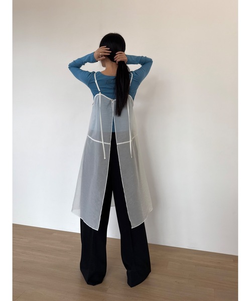 Didot.showroom（ディドット ショールーム）の「オーガンジーシアーキャミソールOPS（ワンピース・レディース・ベージュ/アイボリー/ブラック・FREE）」の9枚目の写真